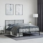 vidaXL Cadre de lit métal sans matelas avec pied de lit noir 140x190cm
