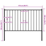 vidaXL Panneau clôture et poteaux acier enduit de poudre 1 7x1 m noir