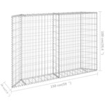 vidaXL Lit surélevé à gabion en trapèze Acier galvanisé 150x20x100 cm