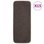 vidaXL Tapis escalier antidérapants 15Pièces 60x25cm Marron Rectangulaire