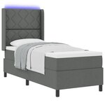 Lit Box Spring vidaXL avec Matelas et LED Gris Foncé 80x200 cm Tissu