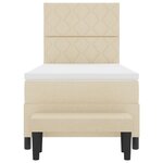 vidaXL Lit à ressorts avec matelas et banc crème 100x200 cm Tissu