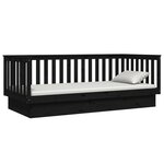 vidaXL Lit de jour sans matelas noir 80x200 cm bois de pin massif