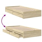 vidaXL Cadre de lit et tiroirs chêne sonoma 90x190cm bois d'ingénierie