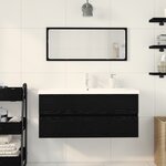 vidaXL Cabinet sous lavabo avec lavabo intégré en bois d'ingénierie chêne noir