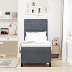 vidaXL Lit à ressort avec matelas et LED Gris foncé 80x200 cm Velours