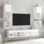 vidaXL Meuble TV mural avec lumières LED blanc 30x28 5x30 cm