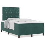 Lit à ressort vidaXL avec matelas Vert foncé Petit double Velours