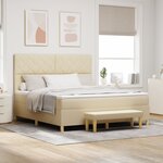 vidaXL Lit à Sommier avec Matelas & Banc Crème 180x200 cm Tissu