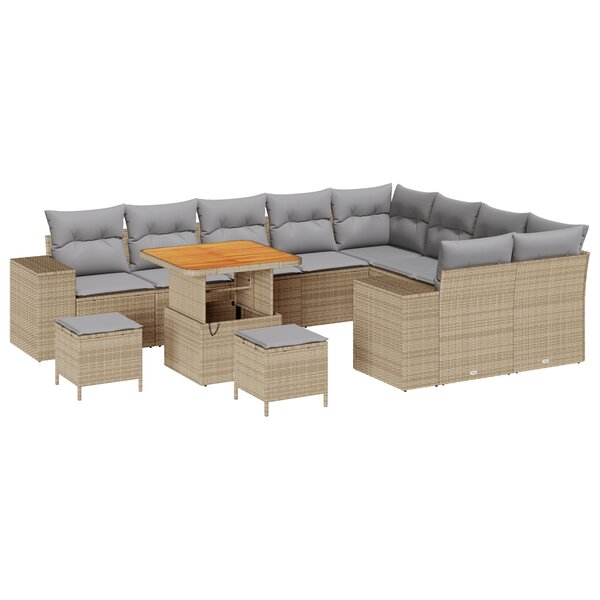 Ensemble de Canapés de Jardin vidaXL 12 Pièces avec Coussins en Rotin Synthétique Beige