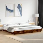 vidaXL Cadre de lit sans matelas chêne fumé 200x200 cm