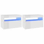 vidaXL Meubles TV avec lumières LED 2 Pièces blanc brillant 60x35x40 cm