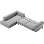 Canapé d'angle gauche convertible IMPERIA 5 places - gris clair - 2 coffres de rangement - 304 x 212 x 86 cm