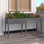 vidaXL Jardinière avec doublure gris 161x45x76 cm bois massif de sapin