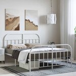 vidaXL Cadre de lit métal sans matelas et pied de lit blanc 150x200 cm