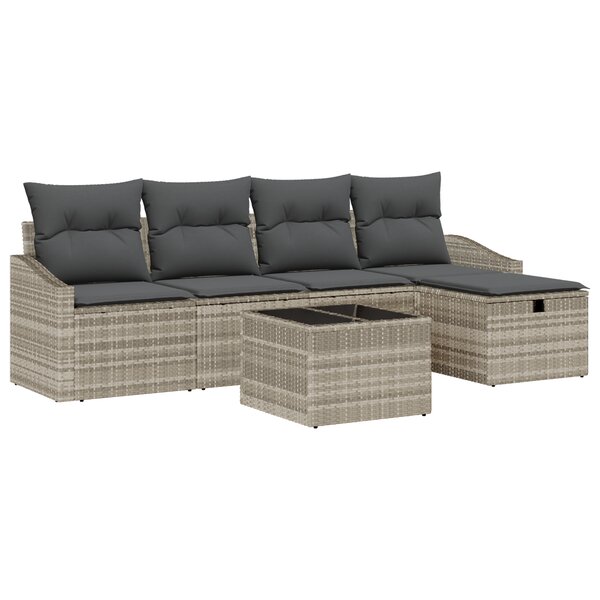 vidaXL Ensemble de canapé de jardin 6 pièces avec coussins gris clair en rattan synthétique
