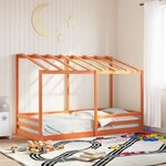 vidaXL Lit pour enfants et toit cire marron 80x200 cm bois massif pin