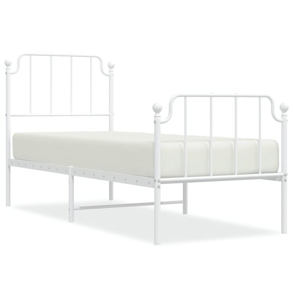 vidaXL Cadre de lit métal sans matelas avec pied de lit blanc 80x200cm