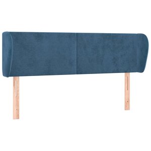 vidaXL Tête de lit avec oreilles Bleu foncé 147x23x78/88 cm Velours