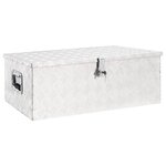vidaXL Boîte de rangement Argenté 90x47x33 5 cm Aluminium