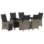 vidaXL Ensemble de salle à manger de jardin 7 pièces avec coussins en gris poly rattan