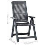 vidaXL Chaises inclinables de jardin lot de 2 Plastique Anthracite