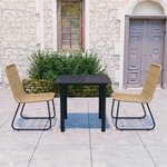 vidaXL Ensemble à manger d'extérieur 3 Pièces résine tressée et verre