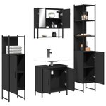 vidaXL Ensemble de meubles salle de bain 4 Pièces noir bois d'ingénierie