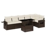 vidaXL Salon de jardin avec coussins 7 Pièces marron résine tressée