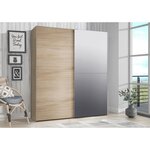ULOS Armoire - Chene sonoma - 2 portes coulissantes + miroir - Chambre - L 170,3 x P 61,2 x H 190,5 cm
