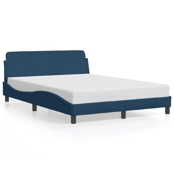 vidaXL Cadre de lit avec tête de lit sans matelas bleu 140x200cm tissu