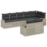 Ensemble Canapé Jardin 8 Pièces avec Coussins Gris Clair Rattan Poly
