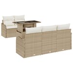 Ensemble de 6 pièces de canapés de jardin avec coussins en rotin poly beige