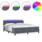 vidaXL Lit à ressorts avec matelas et LED Gris foncé 180x200 cm Velours
