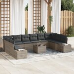 vidaXL Ensemble de Canapé de Jardin de 10 pièces avec Coussins Noir Rattan Poly