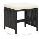 vidaXL Tabourets de jardin lot de 4 avec coussins Résine tressée Noir