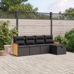 vidaXL Salon de jardin 5 Pièces avec coussins noir résine tressée