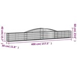 vidaXL Panier de gabions arqué 400x30x40/60 cm Fer galvanisé