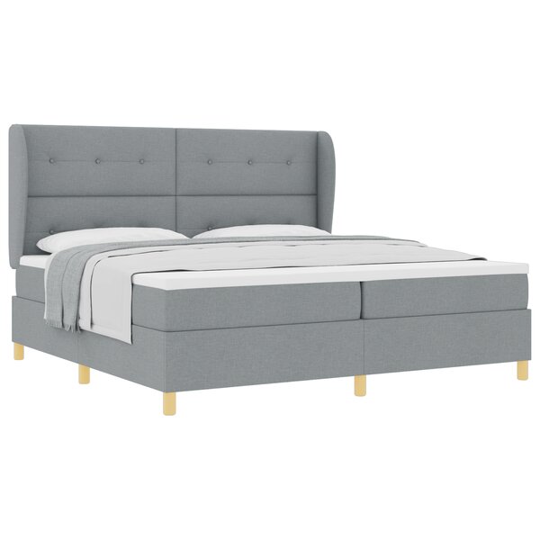 Lit à ressorts vidaXL avec matelas en gris clair  200x200 cm  tissu