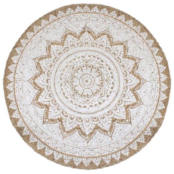 vidaXL Tapis de sol Jute tressée imprimée 240 cm Rond