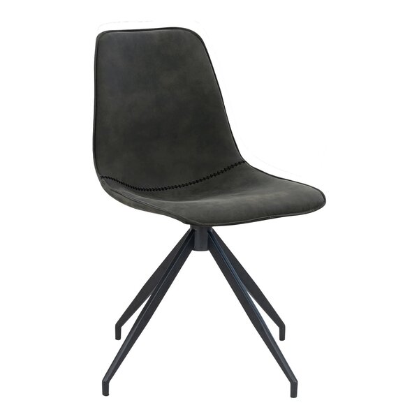 2 chaises de salle à manger en microfibre avec pivot gris et pieds noirs