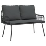 Banc de jardin vidaXL Noir 114x64x78 cm Poly Rattan
