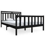 vidaXL Cadre de lit sans matelas noir bois massif 140x190 cm