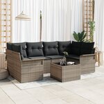 vidaXL Ensemble de canapés de jardin 7 pièces avec coussins gris poly rattan