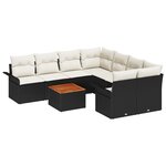 vidaXL Ensemble de canapé de jardin de 9 pièces avec coussins noir poly rattan acacia