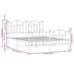 vidaXL Cadre de lit métal sans matelas et pied de lit blanc 135x190 cm