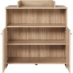 Lit 70 x 140 cm + commode à langer 2 portes + armoire 2 portes - Décor chêne naturel