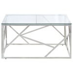 vidaXL Table basse argenté acier inoxydable et verre trempé