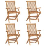 vidaXL Chaises de jardin et coussins taupe lot de 4 Bois teck massif