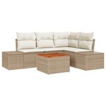 vidaXL Ensemble de canapés de jardin 5 pièces avec coussins Beige Poly Rotin Acacia